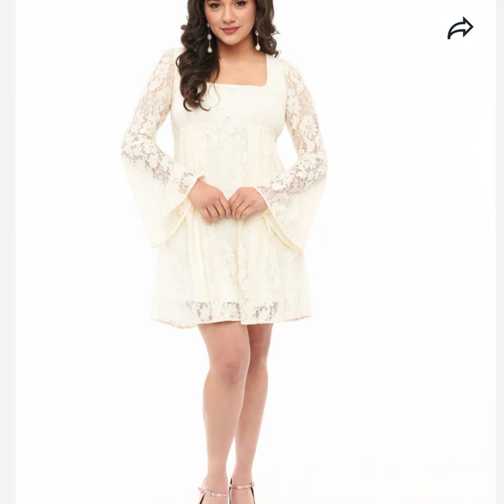 NWT Wax Poetic Cream Lace Long Sleeve Dress